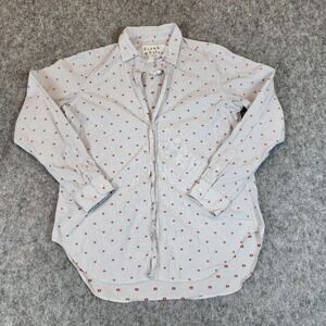 Frank Eileen Button Down Red Crab Shirt Women Medium White Italy Casual Relaxed